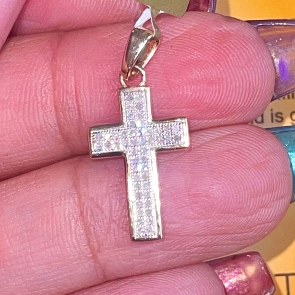 10k solid gold real diamond cross pendant charm FREE APPRAISAL Gift for Him/Her